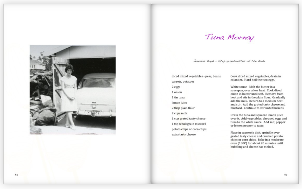 A family recipe book created for a bride
